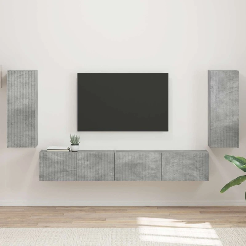 vidaXL TV-møbelsæt 4 pcs Beton Grå Træ