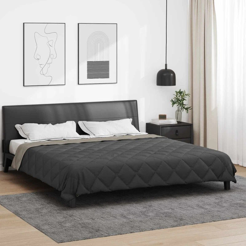 vidaXL Helårs Dyne Lys Grå/Antracit 200 x 240 cm Mikrofiber