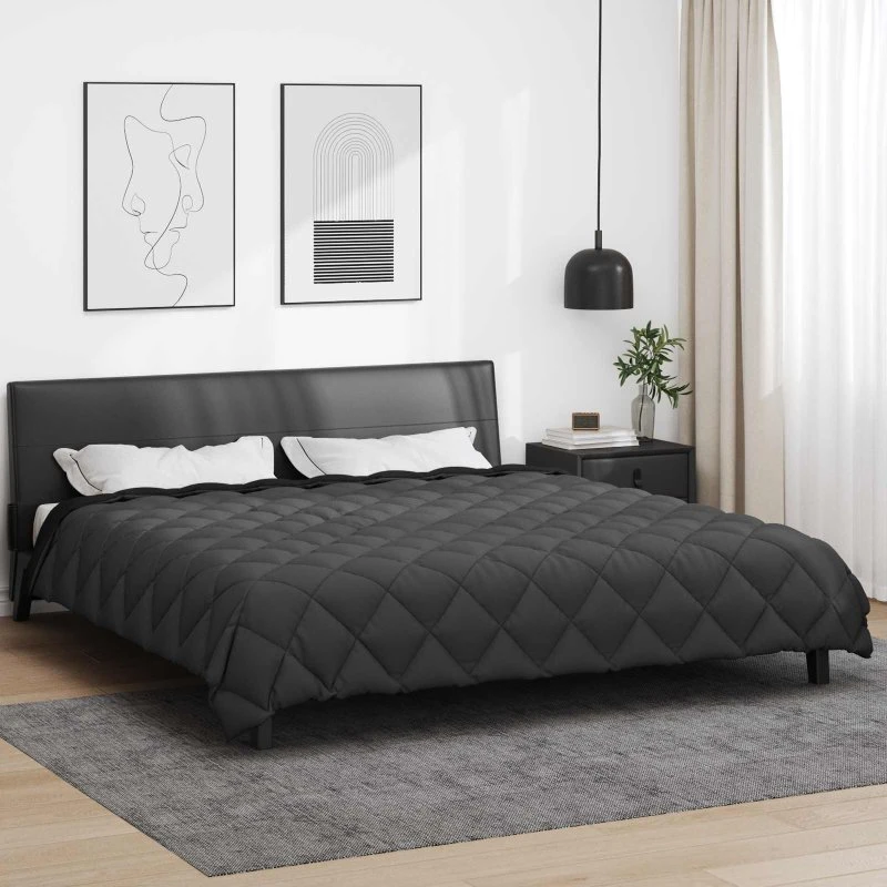 vidaXL Vinterdyne Sort og Anthracit 220 x 260 cm Mikrofiber