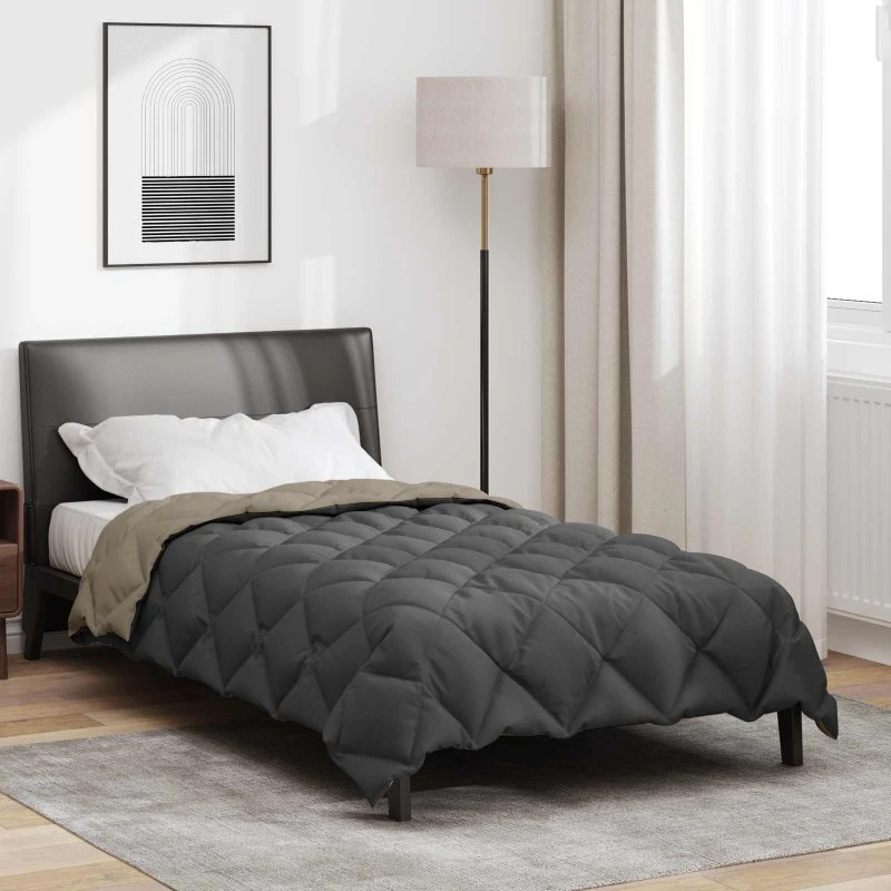 vidaXL Vinterdyne Mikrofiber Lys Grå/Antracit 140x220 cm