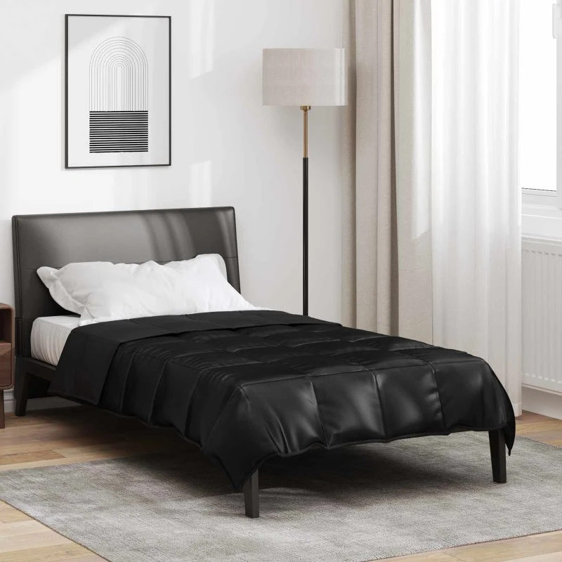 vidaXL Sommerdyne Sort 135x200 cm Satin & Mikrofiber