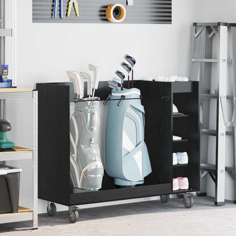 vidaXL Golf Skab med hjul, Sort, 120 x 45 x 98 cm