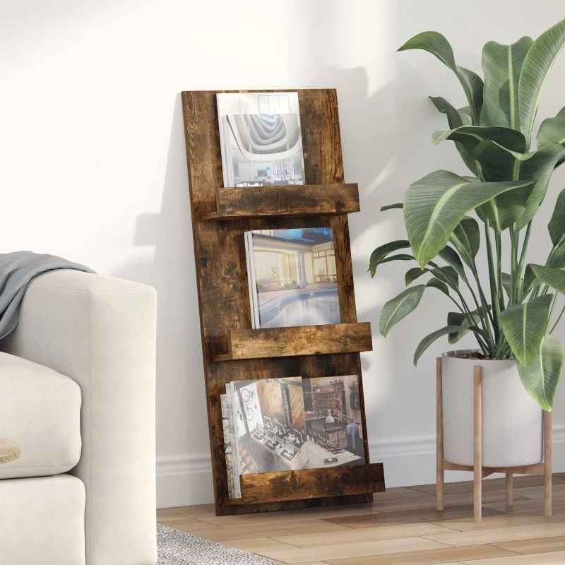 vidaXL Magasin Rack Røget Eg 43 x 11 x 102 cm Konstrueret Træ
