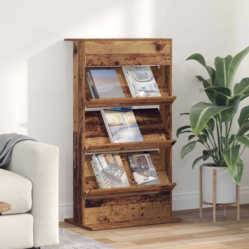 vidaXL Magasin Rack Gammelt Træ 70x41x126 cm