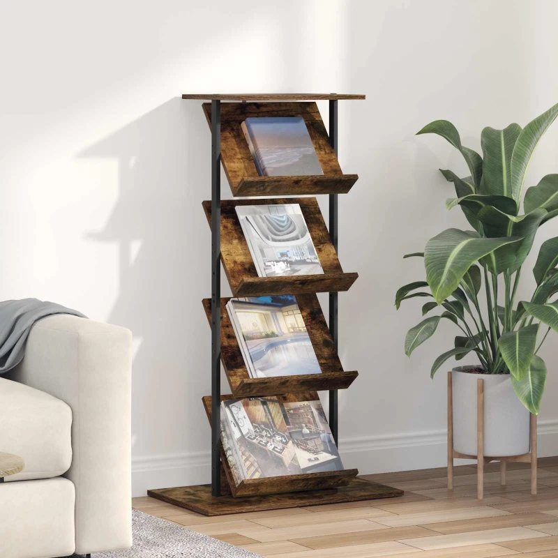 vidaXL Magasin Rack Røget Eg 68 x 40 x 123,5 cm Konstrueret Træ