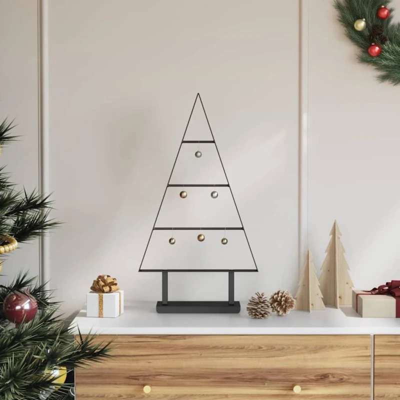 vidaXL Metaljuletræ med stativ, Sort, 60 cm