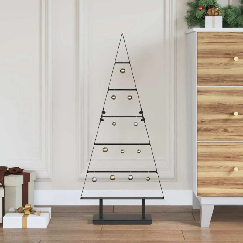 vidaXL Metaljuletræ med stativ, Sort, 90 cm