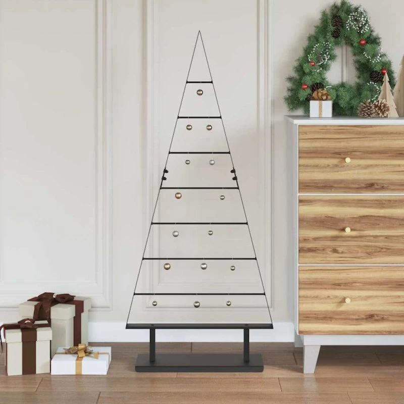 vidaXL Metaljuletræ med stativ, Sort, 125,5 cm