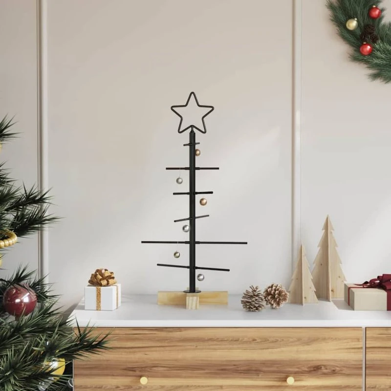 vidaXL Metaljuletræ med stativ, Sort, 60 cm
