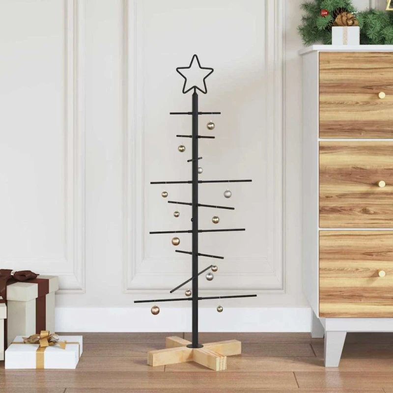 vidaXL Metaljuletræ med stativ, Sort, 89 cm