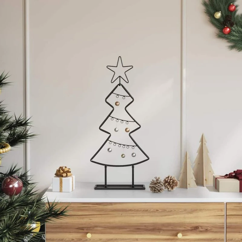 vidaXL Metaljuletræ med stativ, Sort, 60 cm