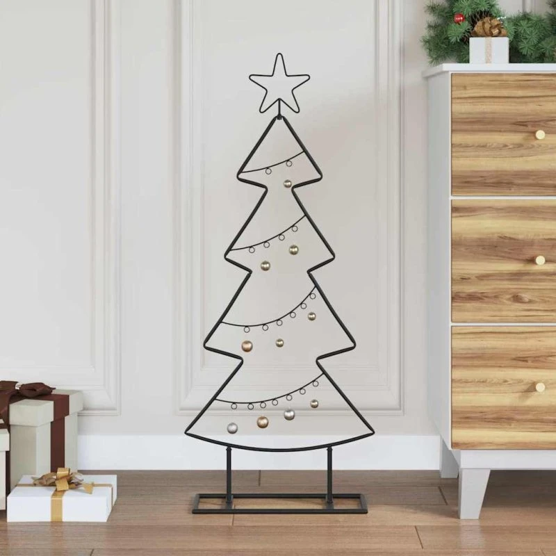 vidaXL Metal juletræ med stativ, Sort, 90,5 cm