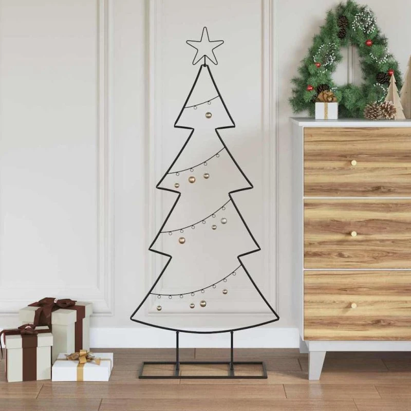 vidaXL Metaljuletræ med stativ, Sort, 125 cm