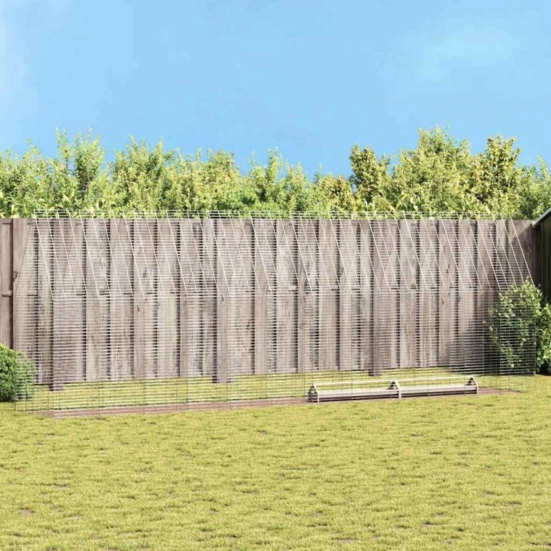 vidaXL Hønsebur 2 stk Sølv 600 x 100 x 210 cm Galvaniseret stål