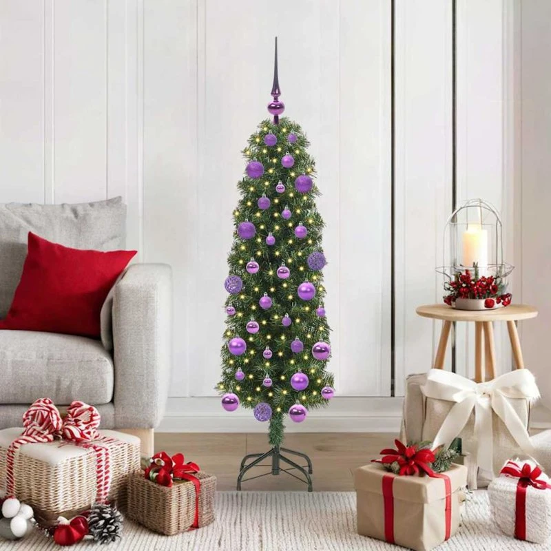vidaXL Kunstigt juletræ 120 cm Grønt med LED-lys og stativ
