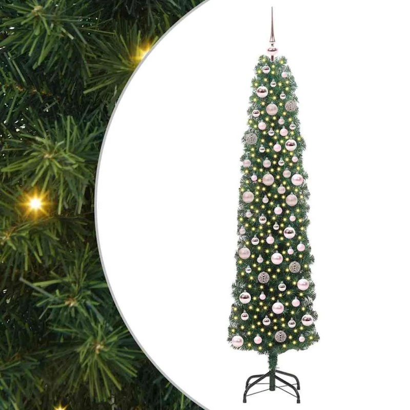 vidaXL Kunstigt Juletræ 180 cm Grønt med LED og Stativ