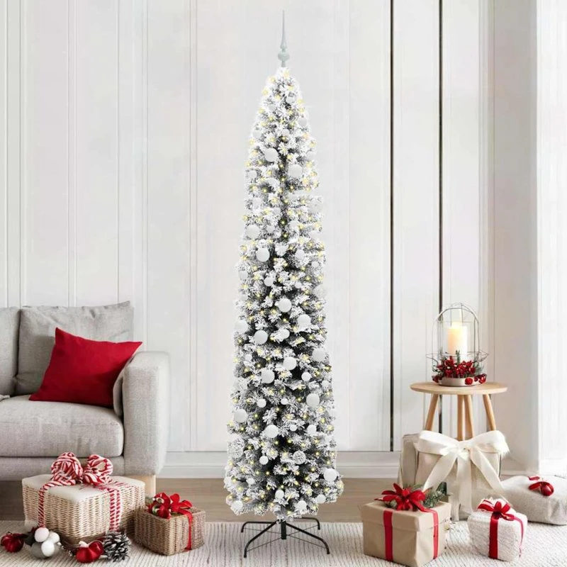 vidaXL Kunstigt Juletræ 210 cm Grønt med LED-lys og Stativ