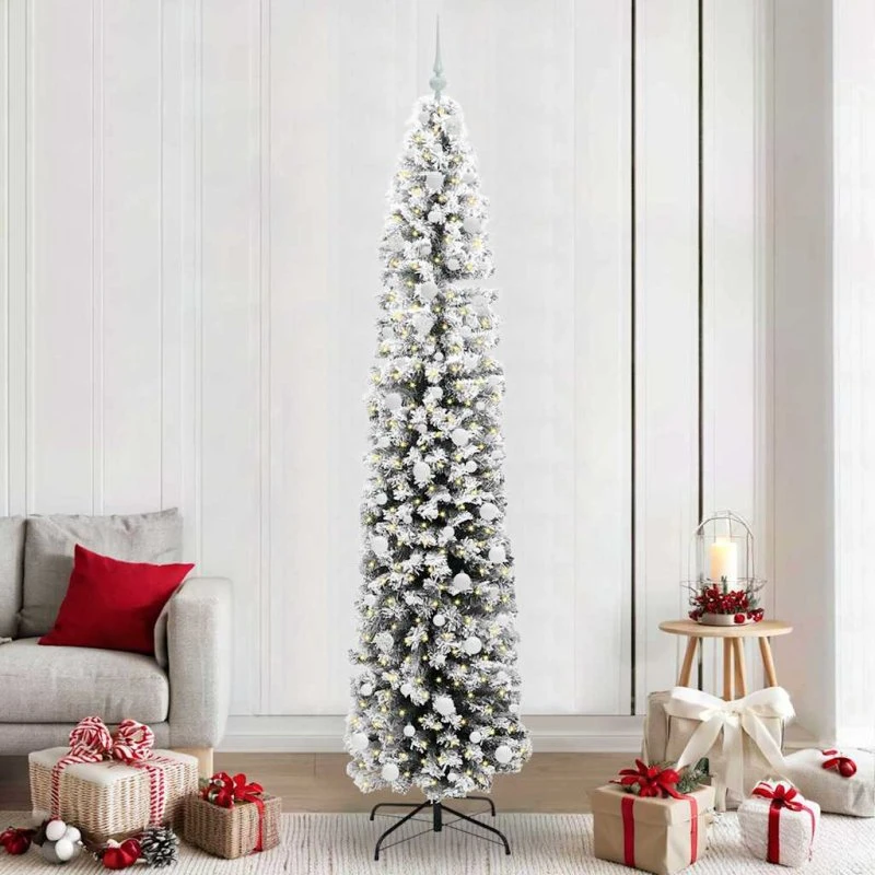 vidaXL Kunstigt Juletræ 240 cm Grønt med LED-lys og Stativ
