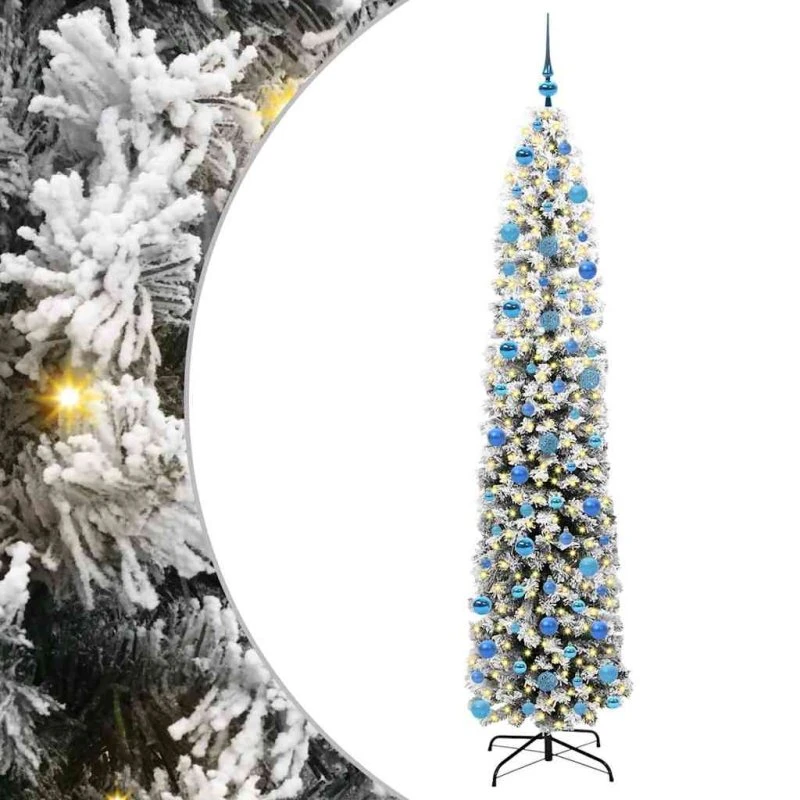 vidaXL Kunstigt Juletræ 240 cm Grønt med LED-lys og Stativ