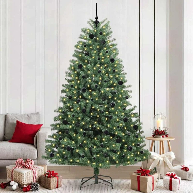 vidaXL Kunstigt Hinged Juletræ Grøn 240 cm med 300 LED'er