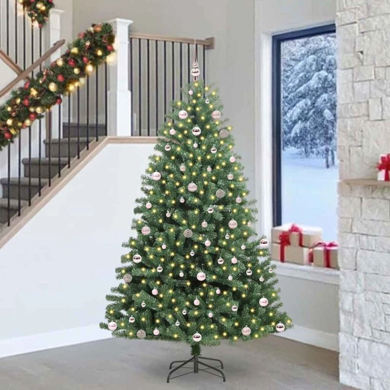 vidaXL Kunstigt Hinged Juletræ Grøn 240 cm med 300 LED'er