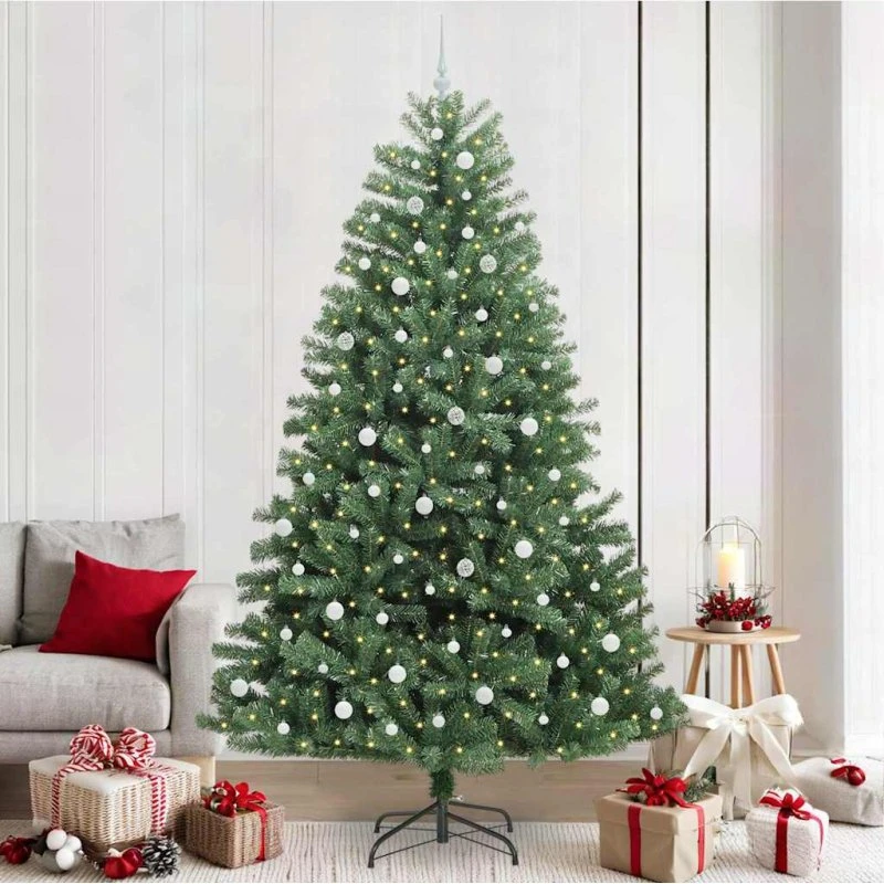 vidaXL Kunstigt Hinged Juletræ Grøn 240 cm med 300 LED'er