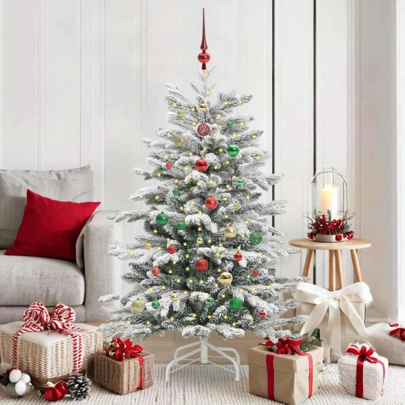 vidaXL Kunstigt Hængslet Juletræ Hvid 150 cm PE & PVC