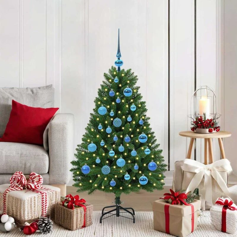 vidaXL Kunstigt Juletræ 120 cm Grønt med 150 LED'er PVC og Metal