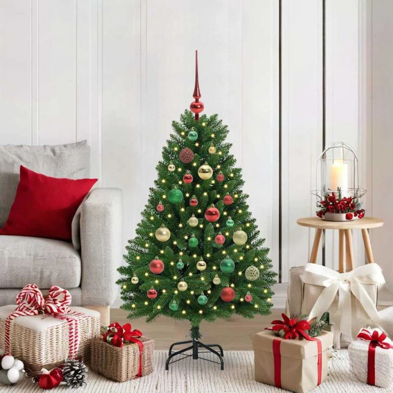 vidaXL Kunstigt Juletræ 120 cm Grønt med 150 LED'er PVC og Metal
