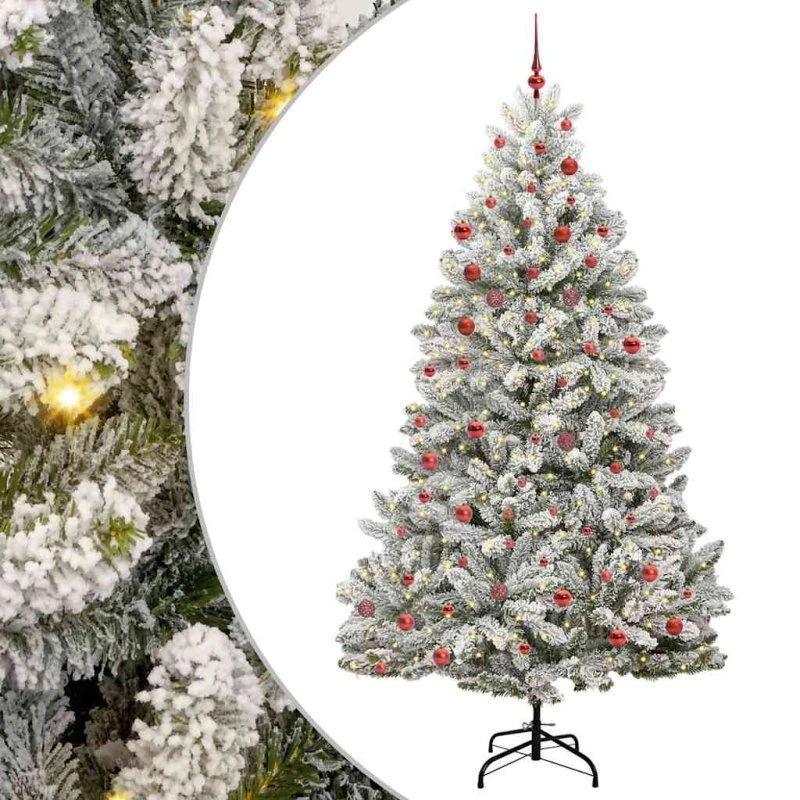 vidaXL Kunstigt Juletræ Grøn og Hvid 210 cm PVC og Metal
