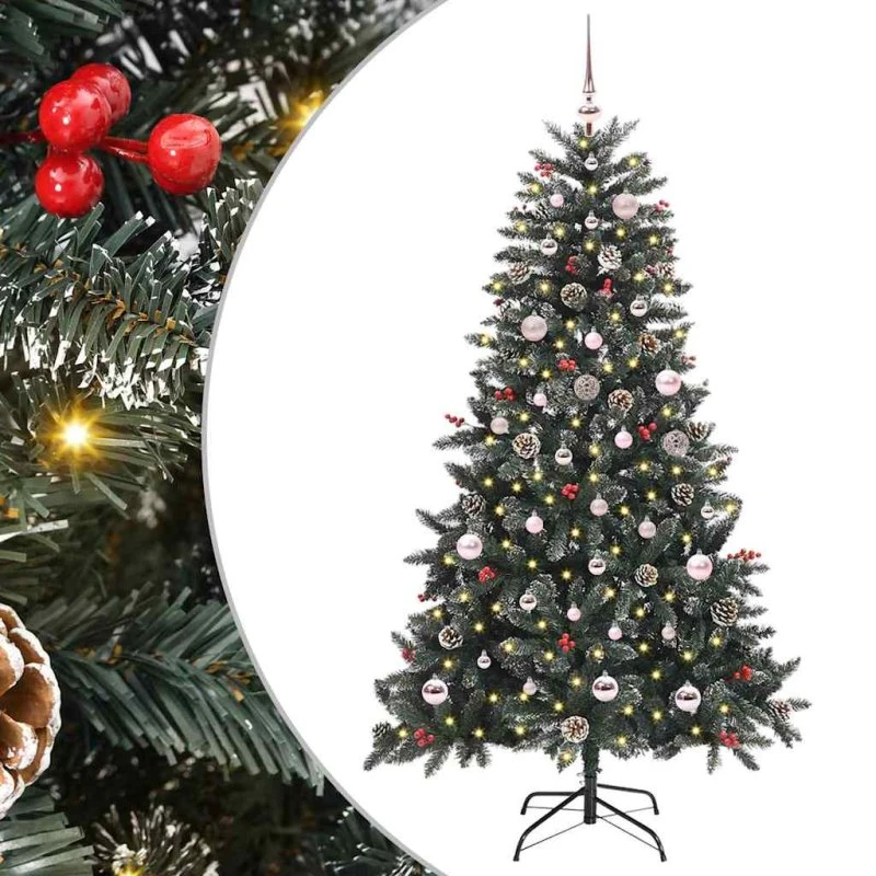 vidaXL Kunstigt juletræ 150 cm Grønt med LED-lys og stativ