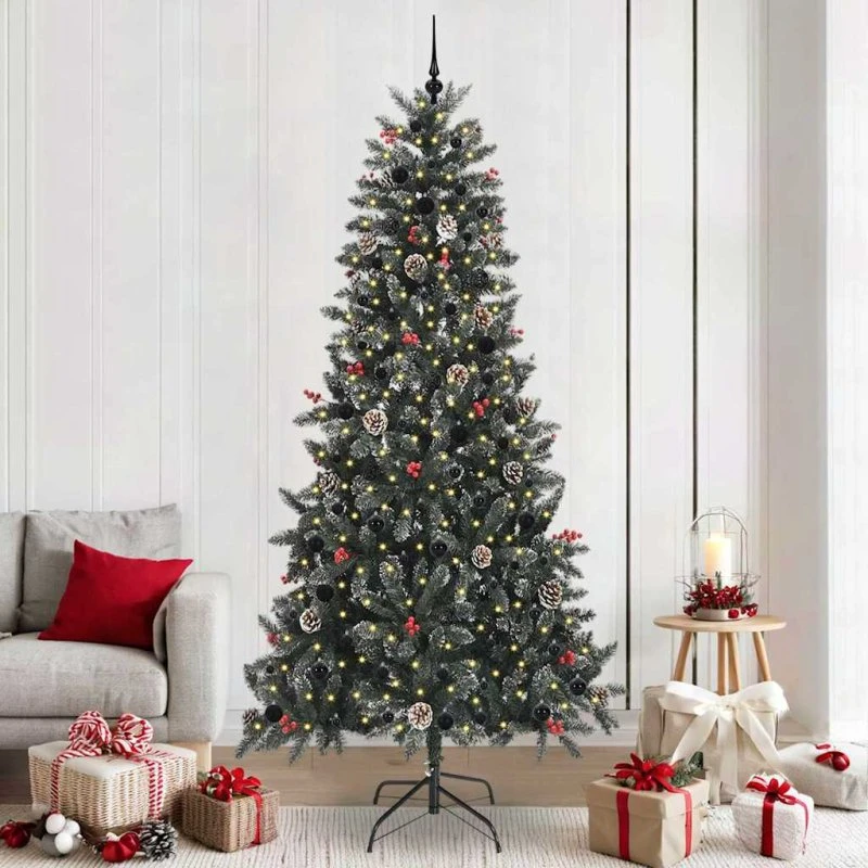 vidaXL Kunstigt Juletræ 240 cm Grønt med LED, PVC og Stål