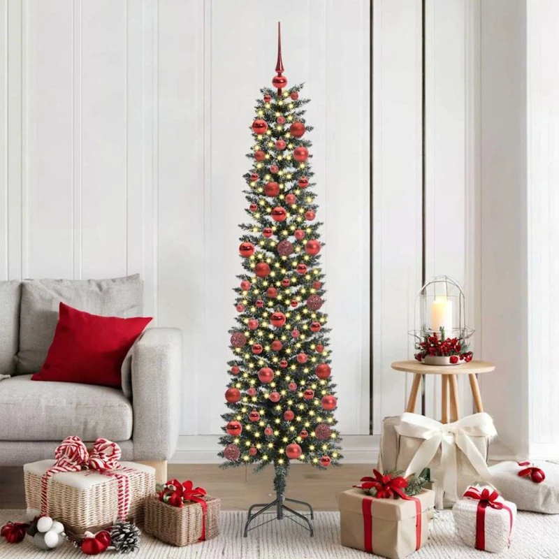 vidaXL Kunstigt juletræ 180 cm Grønt med LED, indendørs og udendørs