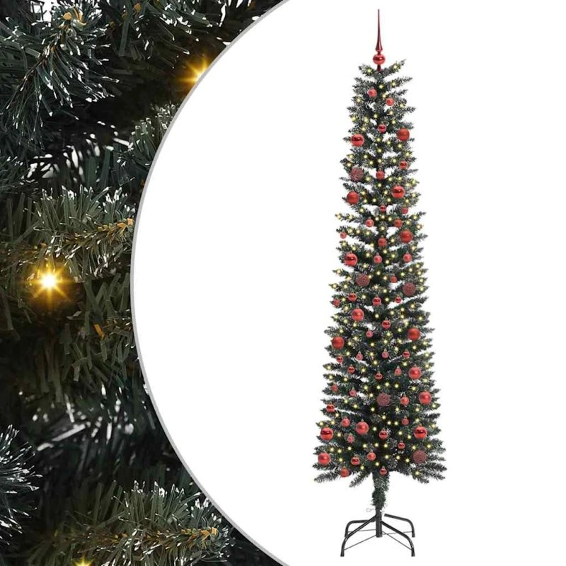 vidaXL Kunstigt juletræ Grøn 210 cm med LED-lys