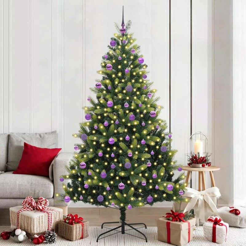 vidaXL Kunstig Hængende Juletræ 210 cm Grønt med 300 LEDs
