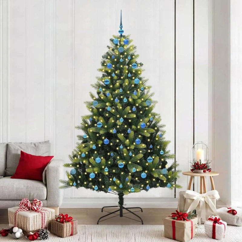 vidaXL Kunstig Hængende Juletræ 210 cm Grøn 300 LEDs