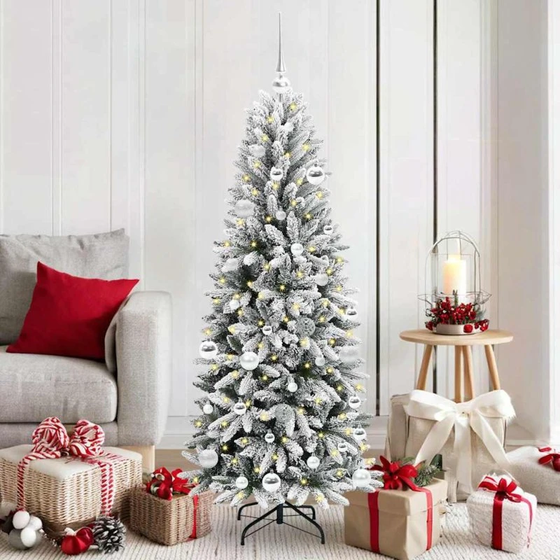 vidaXL Kunstigt juletræ Hvid 150 cm med 150 LED'er