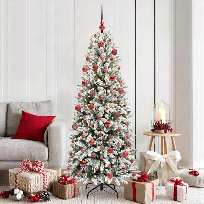 vidaXL Kunstigt Juletræ Hvid 180 cm med LED