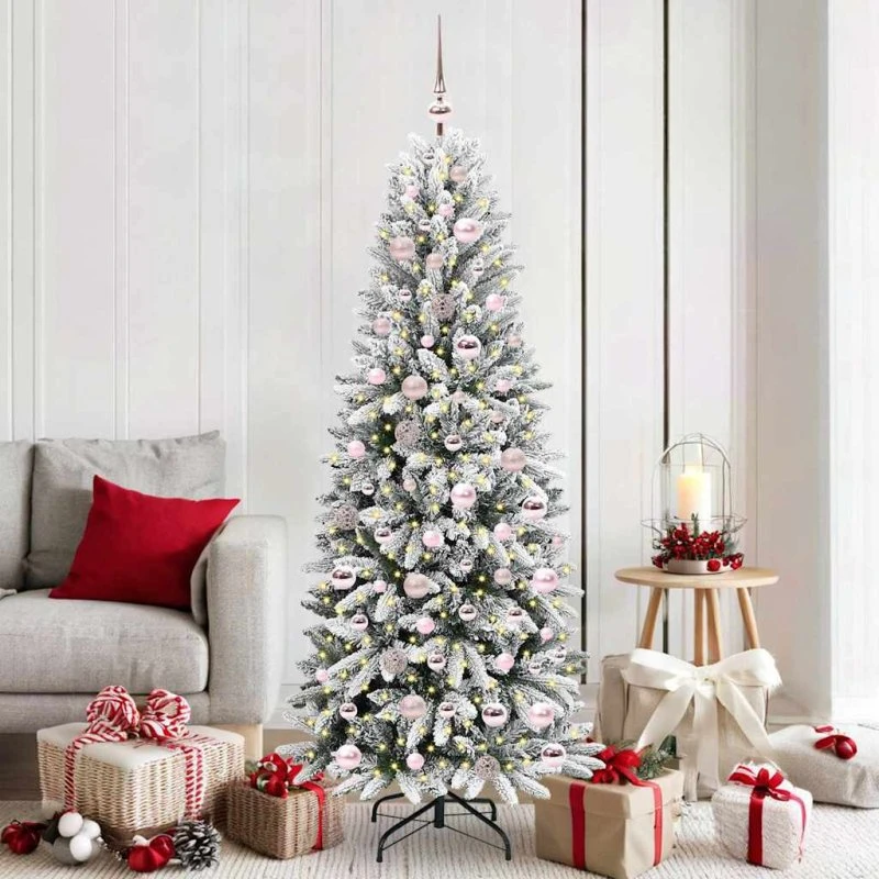 vidaXL Kunstigt Juletræ Hvid 180 cm med 300 LED'er