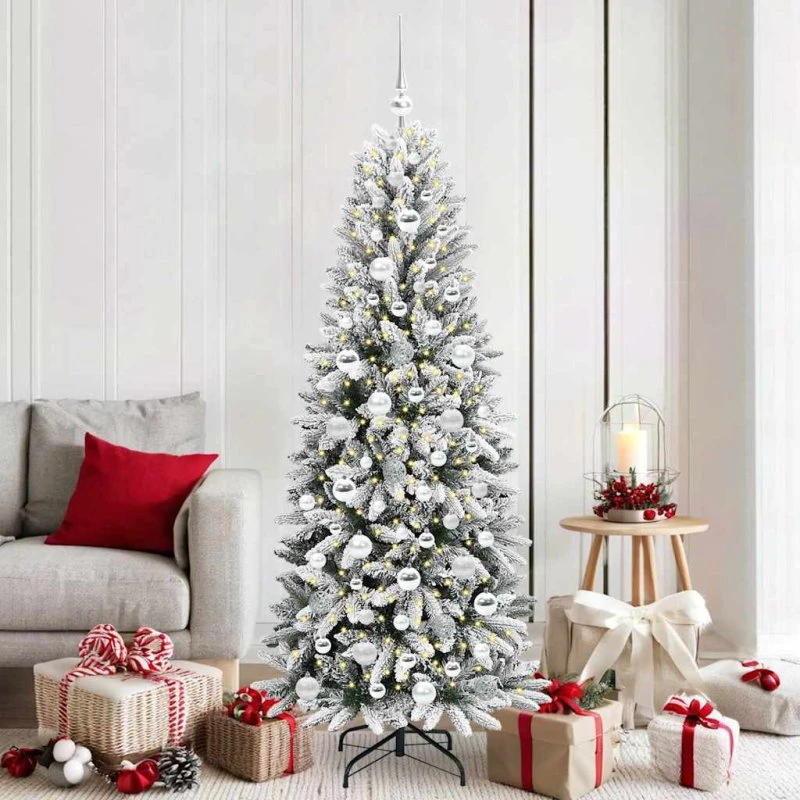 vidaXL Kunstigt juletræ Hvid 180 cm med 300 LED'er