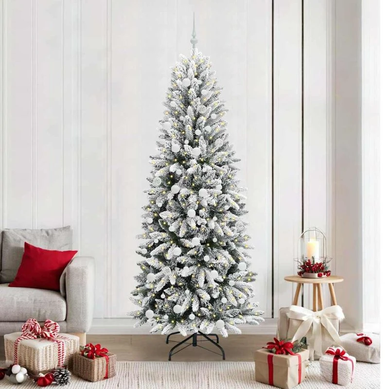 vidaXL Kunstigt juletræ Hvid 210 cm med 300 LED'er