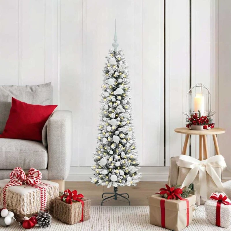 vidaXL Kunstigt juletræ 120 cm Hvid Grøn PVC & Metal