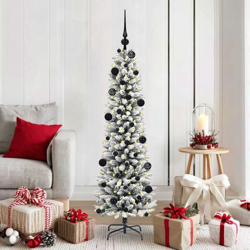 vidaXL Kunstigt Juletræ 150 cm Hvid Grøn PVC & Metal