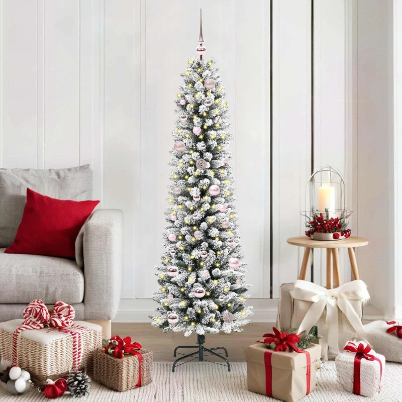 vidaXL Kunstigt juletræ 150 cm Hvid Grøn PVC Metal Plast