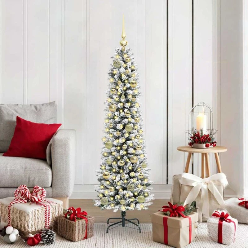 vidaXL Kunstigt Juletræ 150 cm Hvid Grøn PVC & Metal
