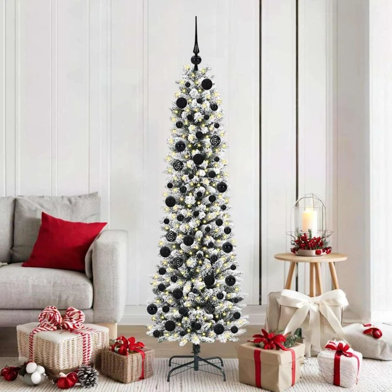 vidaXL Kunstigt juletræ 180 cm Hvid Grøn PVC Metal Plast