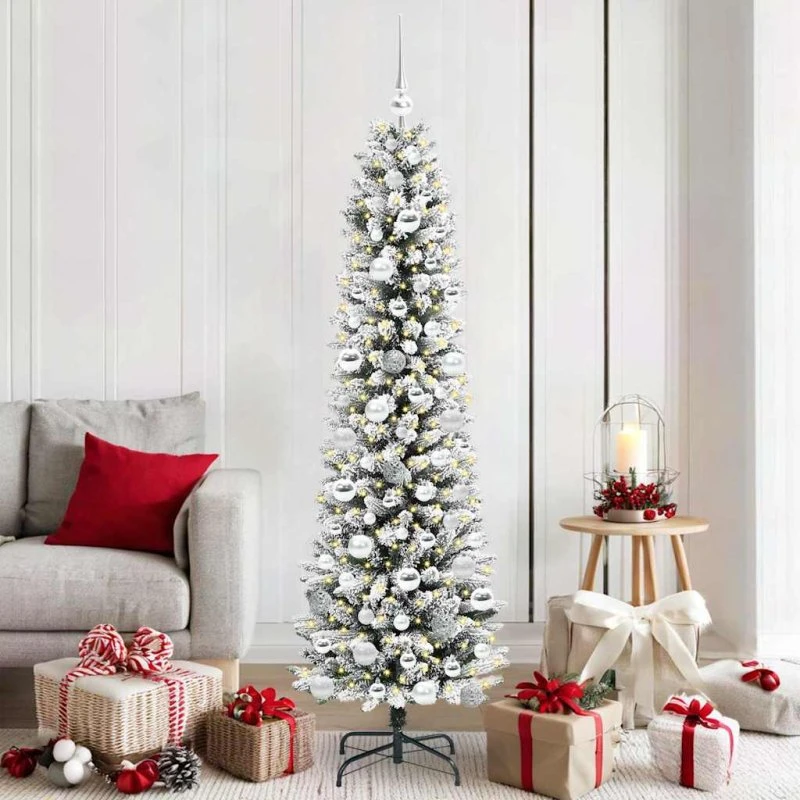 vidaXL Kunstigt juletræ 180 cm Hvid Grøn PVC & Metal