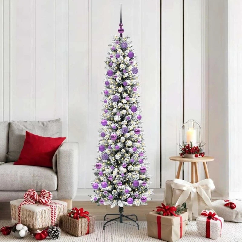 vidaXL Kunstigt juletræ 180 cm Hvid Grøn PVC & Metal