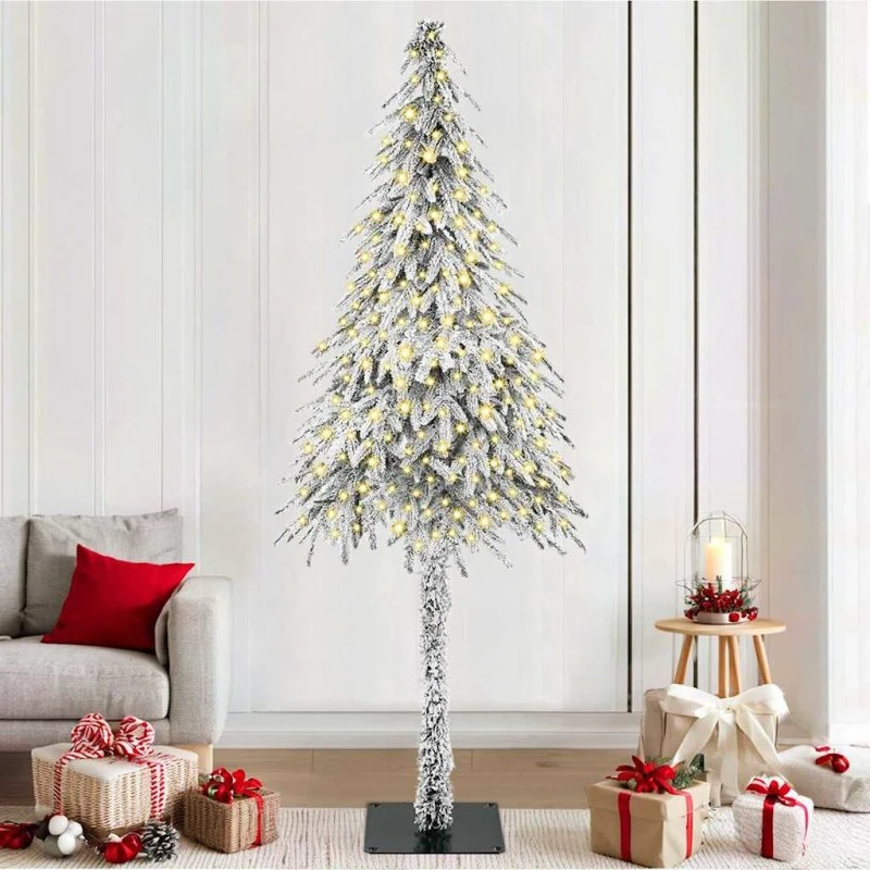 vidaXL Juletræ 210 cm Hvid med 300 LED'er og Stativ