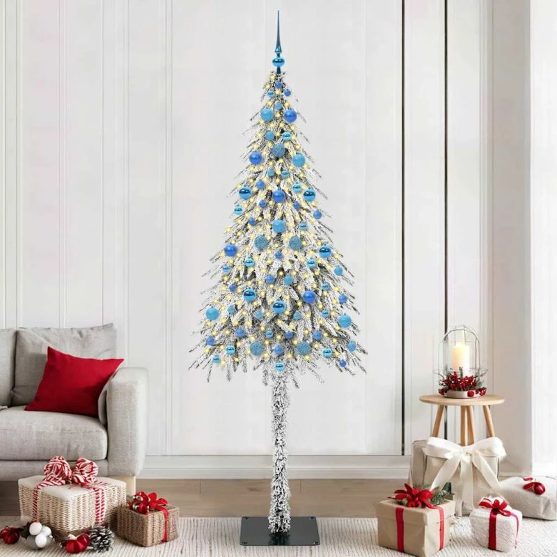 vidaXL Juletræ 210 cm Hvid med 300 LED'er og Stativ